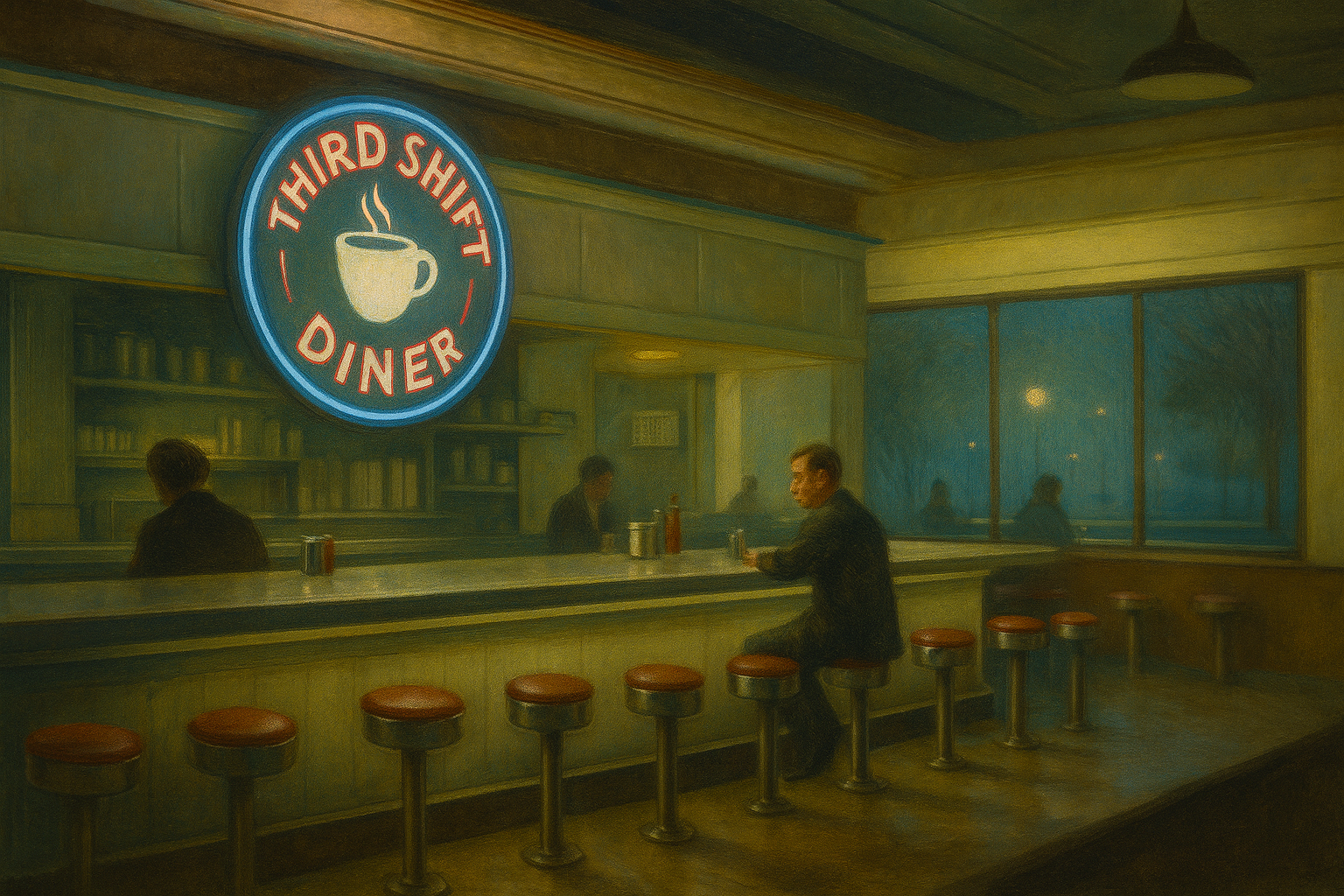Third Shift Diner counter at night