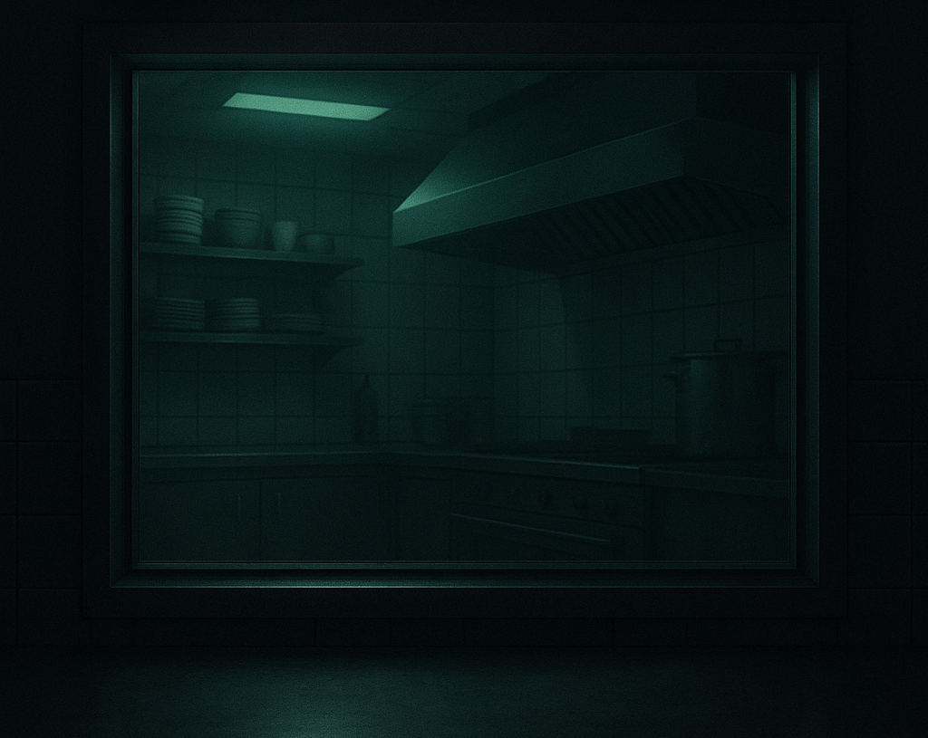 Plates lined up at the Third Shift Diner pass window